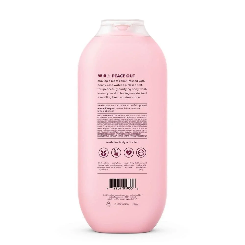 4x‎ Method Body Wash Pure Peace 18 oz Paraben-Free Phthalate-Free Vegan Formula